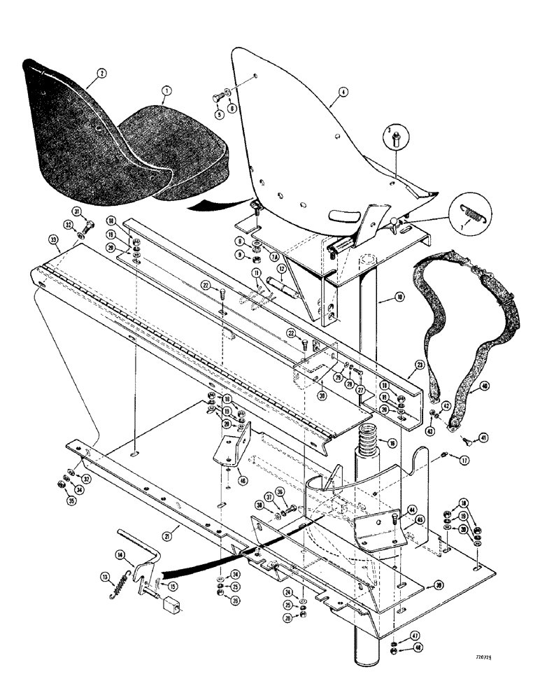 Схема запчастей Case 780 - (552) - SEAT, SEAT PLATFORM AND TOOL BOX, USED ON MODELS WITH TWIN BACKHOE CONTROL TWR (09) - CHASSIS/ATTACHMENTS