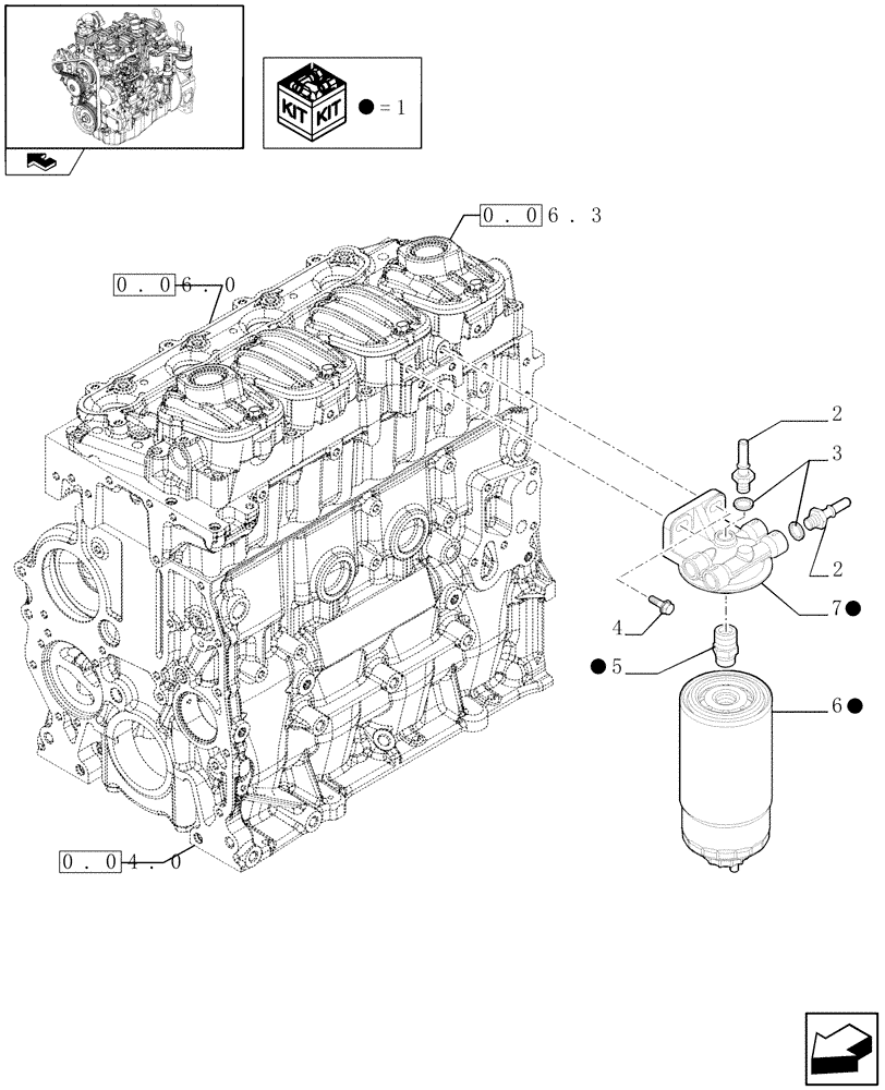 Схема запчастей Case 121E - (0.20.0) - FUEL FILTER (01) - ENGINE