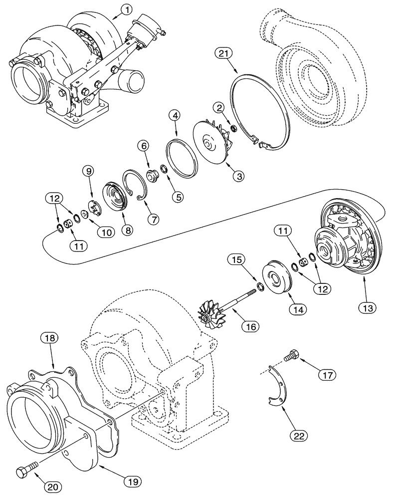 Схема запчастей Case 721C - (02-13) - TURBOCHARGER ASSY (02) - ENGINE