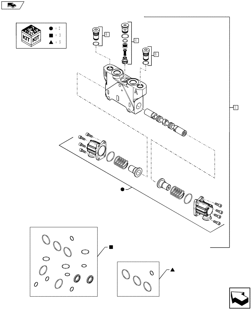 Схема запчастей Case 590SN - (35.726.57[02]) - VALVE - BACKHOE CONTROL, 7 SPOOL (W/ EXT DIPPER, W/O AUX, W/ PILOT CONTROLS) (35) - HYDRAULIC SYSTEMS