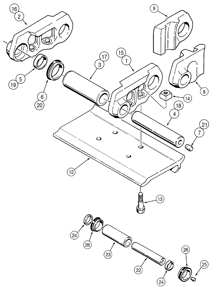 Схема запчастей Case 550H - (5-09) - TRACK CHAIN, CASE LUBRICATED, EACH MASTER LINK HAS ONE BOLT HOLE (11) - TRACKS/STEERING