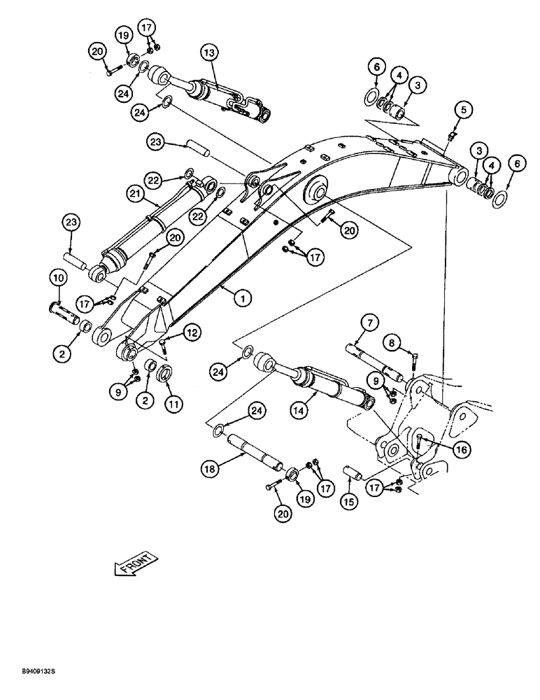 Схема запчастей Case 9045B - (9-078) - BOOM, MOUNTING PINS AND CYLINDERS (09) - CHASSIS