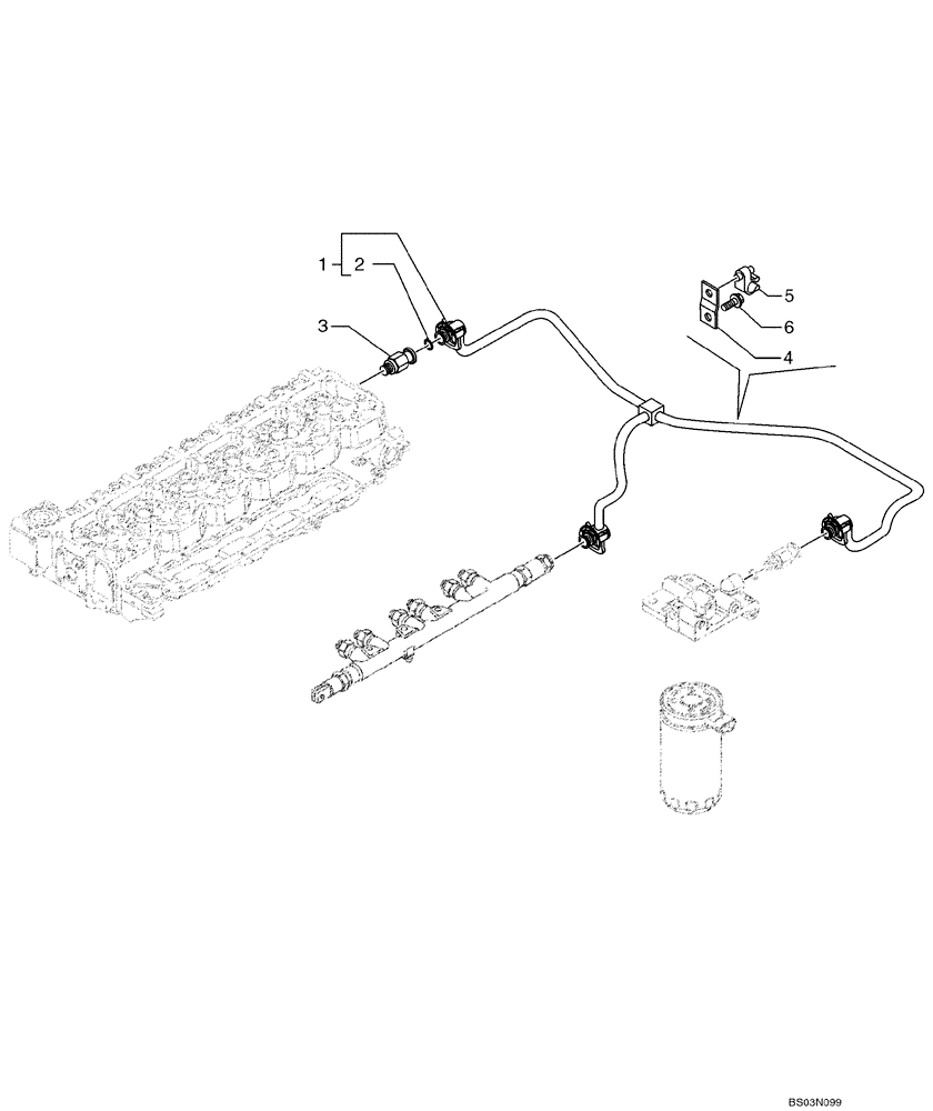 Схема запчастей Case 721D - (03-09) - FUEL INJECTION SYSTEM - DRAIN LINE (03) - FUEL SYSTEM