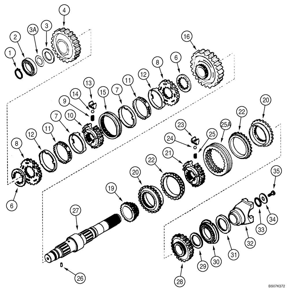 Схема запчастей Case 590SM - (06-19) - TRANSMISSION ASSY, 2WD (590SM) - SHAFT, SECONDARY (06) - POWER TRAIN