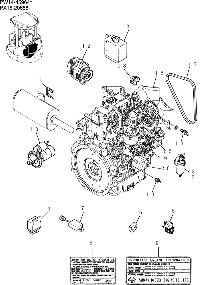 Схема запчастей Case CX36B - (020-01[1]) - ENGINE ASSEMBLY (10) - ENGINE