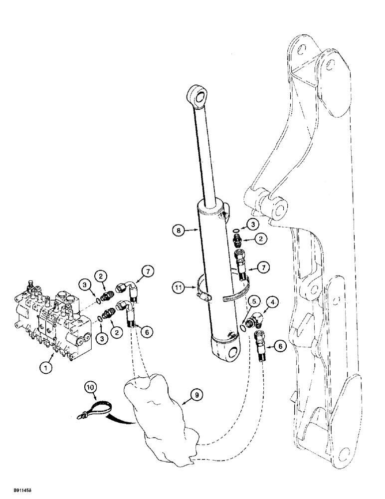 Схема запчастей Case 560 - (8-078) - BACKHOE DIPPER CYLINDER HYDRAULIC CIRCUIT, D125 BACKHOE, PRIOR TO BACKHOE SERIAL NUMBER JAF0218189 (08) - HYDRAULICS