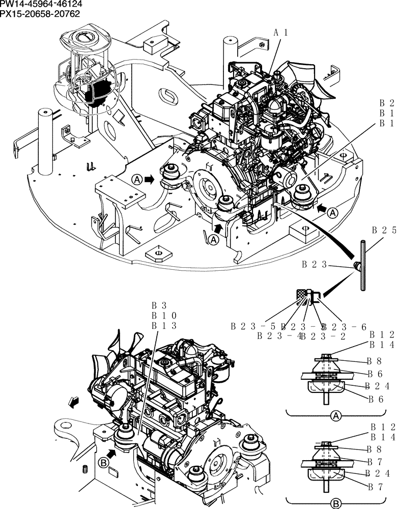 Схема запчастей Case CX50B - (025-01[1]) - ENGINE INSTAL (10) - ENGINE