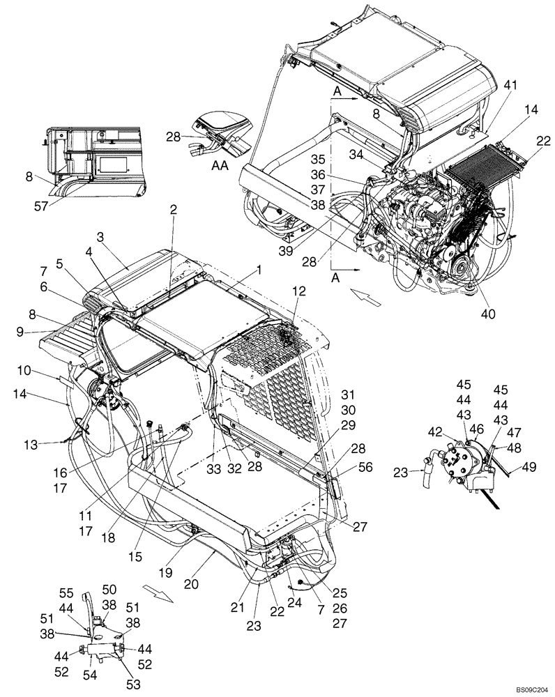 Схема запчастей Case 420 - (09-37) - AIR CONDITIONING SYSTEM (09) - CHASSIS