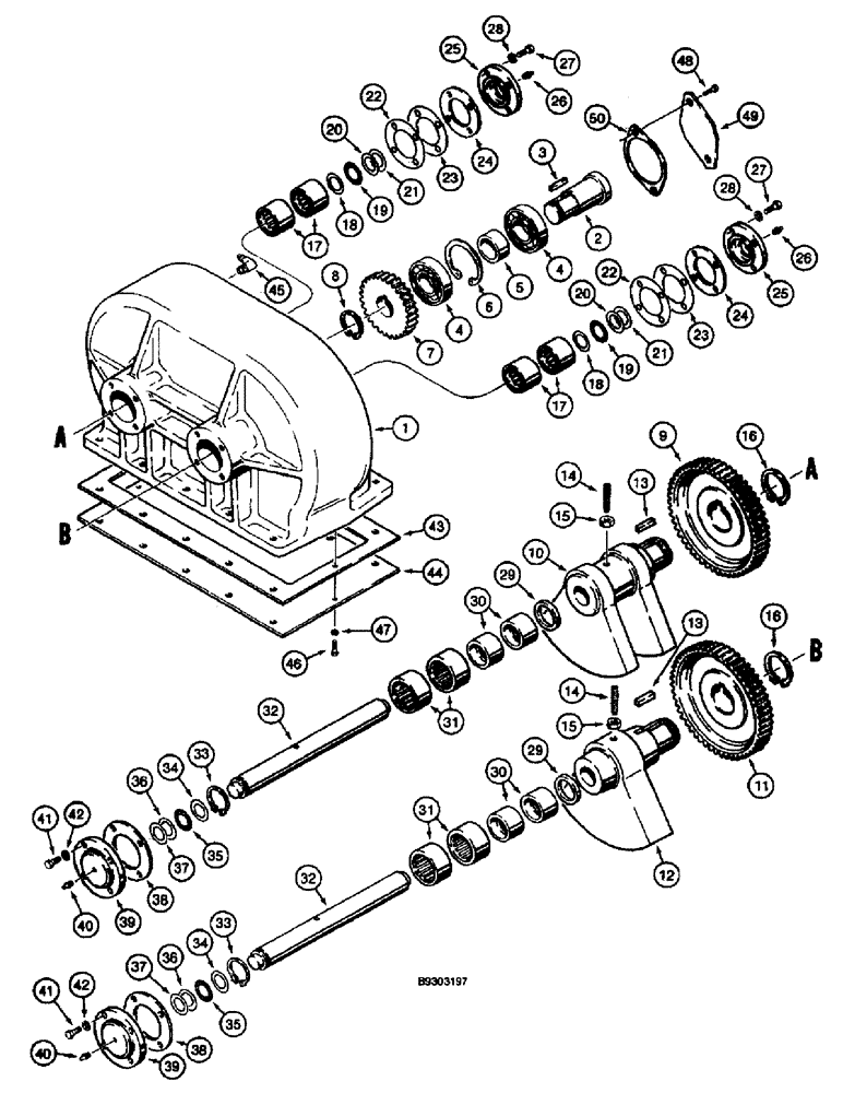 Схема запчастей Case 660 - (9-115G) - PLOW GEARBOX ASSEMBLY - H563619, FOR INTEGRAL QUAD FRAME (09) - CHASSIS/ATTACHMENTS