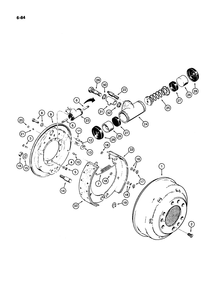 Схема запчастей Case W11B - (6-084) - L110131, L115301, L117691 AND L127346 AXLES, BRAKE PARTS (06) - POWER TRAIN