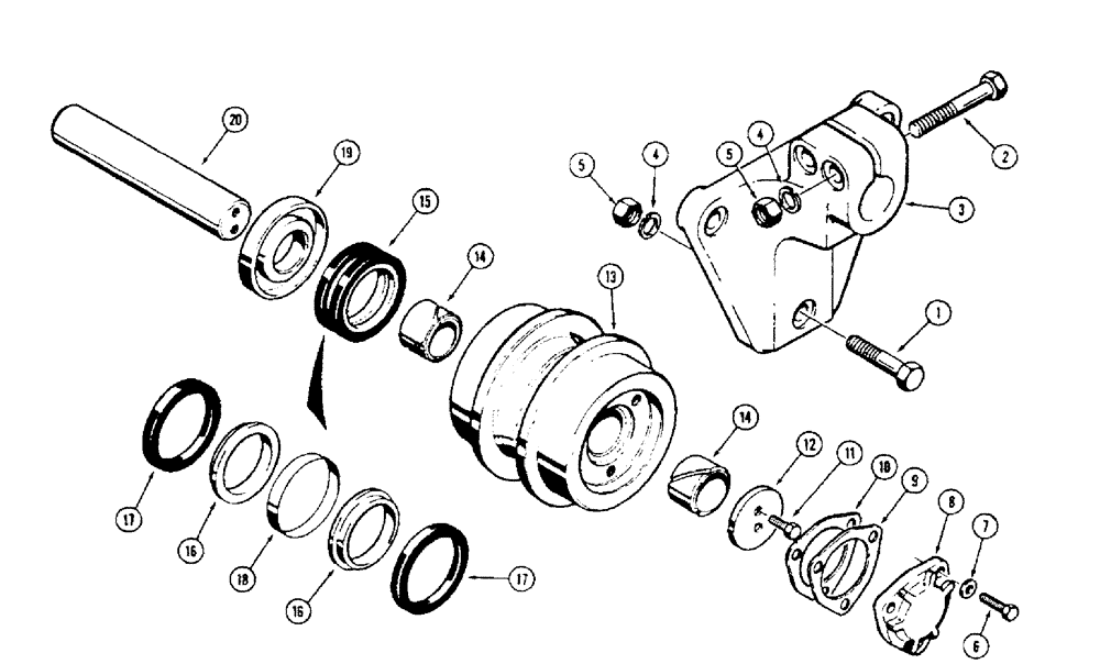 Схема запчастей Case 1450 - (174) - TRACK CARRIER ROLLER AND MOUNTING (11) - TRACKS/STEERING