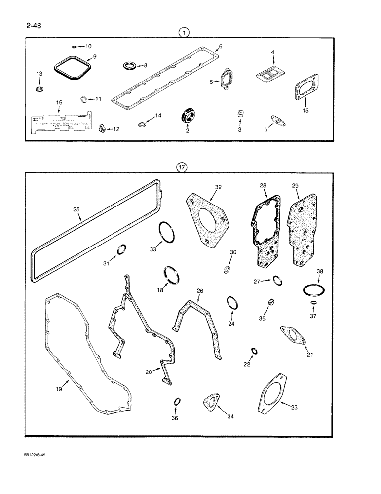 Схема запчастей Case 621 - (2-48) - GASKET KITS, 6T-590 ENGINE, VALVE GRIND (02) - ENGINE