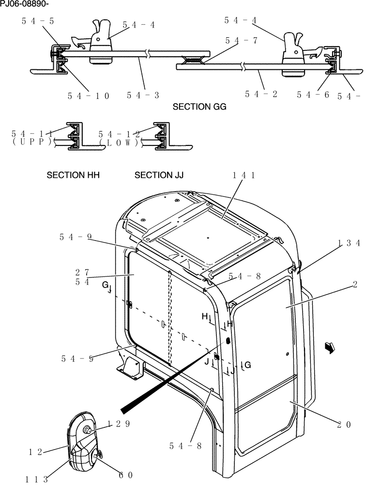 Схема запчастей Case CX50B - (180-17[2]) - CAB ASSY (90) - PLATFORM, CAB, BODYWORK AND DECALS