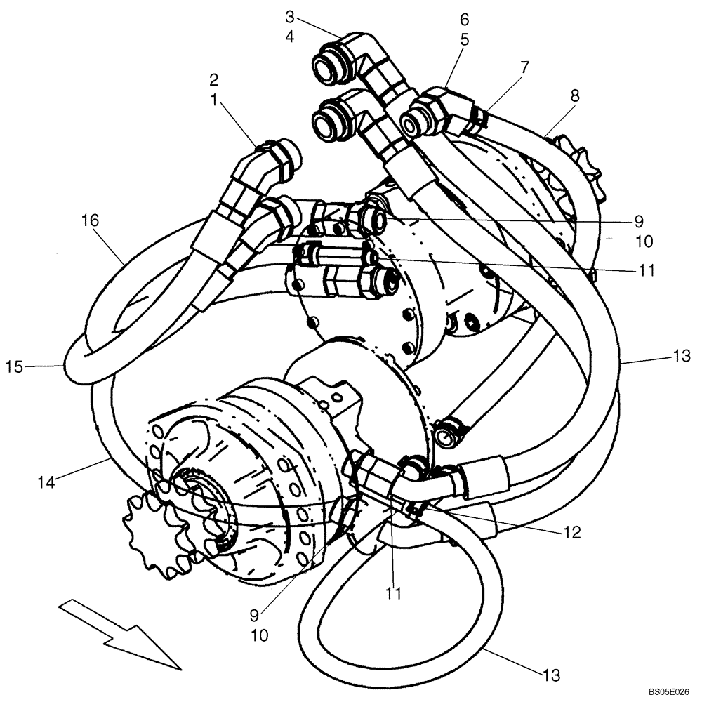 Схема запчастей Case 410 - (06-08) - HYDROSTATICS - DRIVE MOTORS (06) - POWER TRAIN