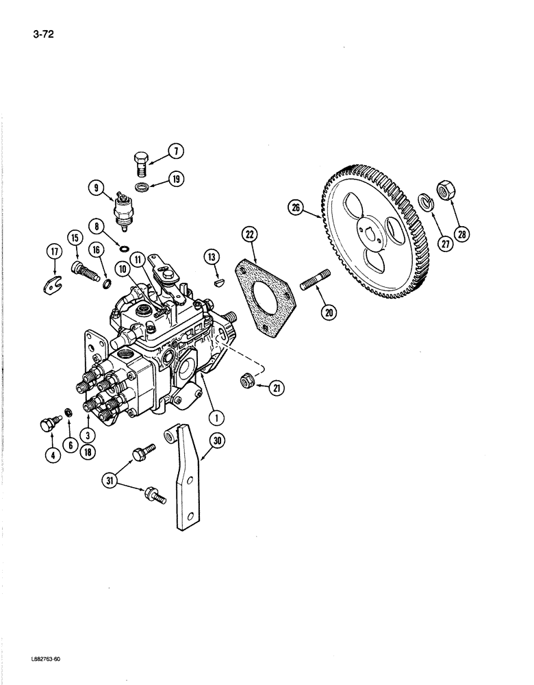 Схема запчастей Case 780C - (3-72) - FUEL INJECTION PUMP AND DRIVE, 6T-590 ENGINE (03) - FUEL SYSTEM