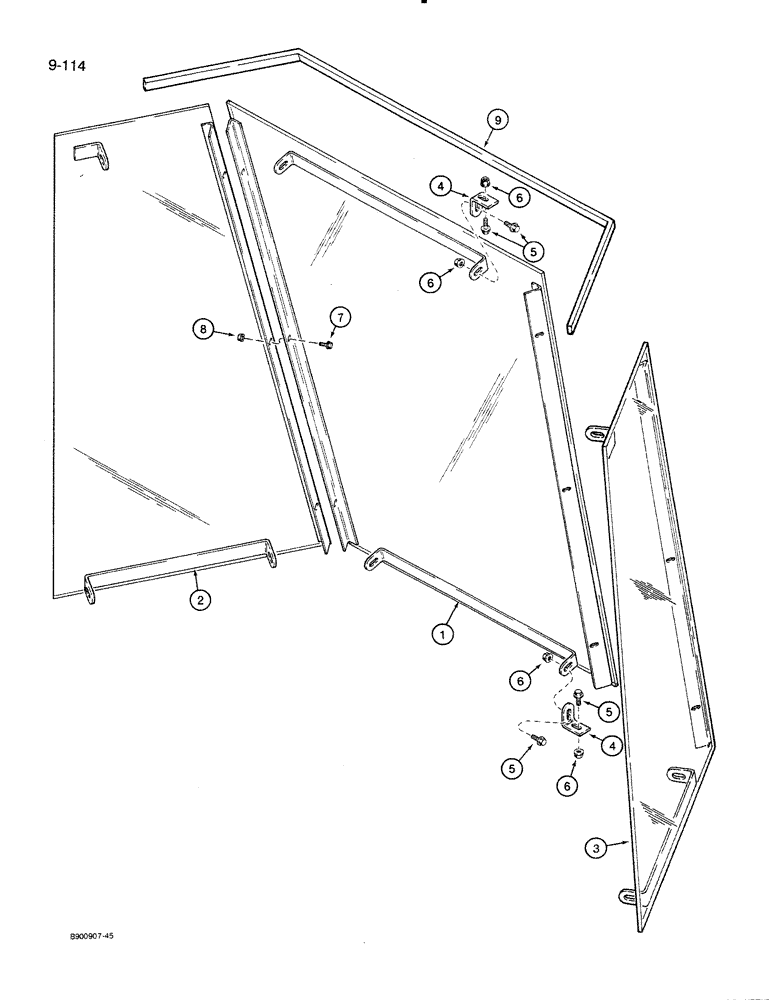 Схема запчастей Case 821 - (9-114) - *CANOPY WINDSHIELD AND WIPER KIT (09) - CHASSIS/ATTACHMENTS