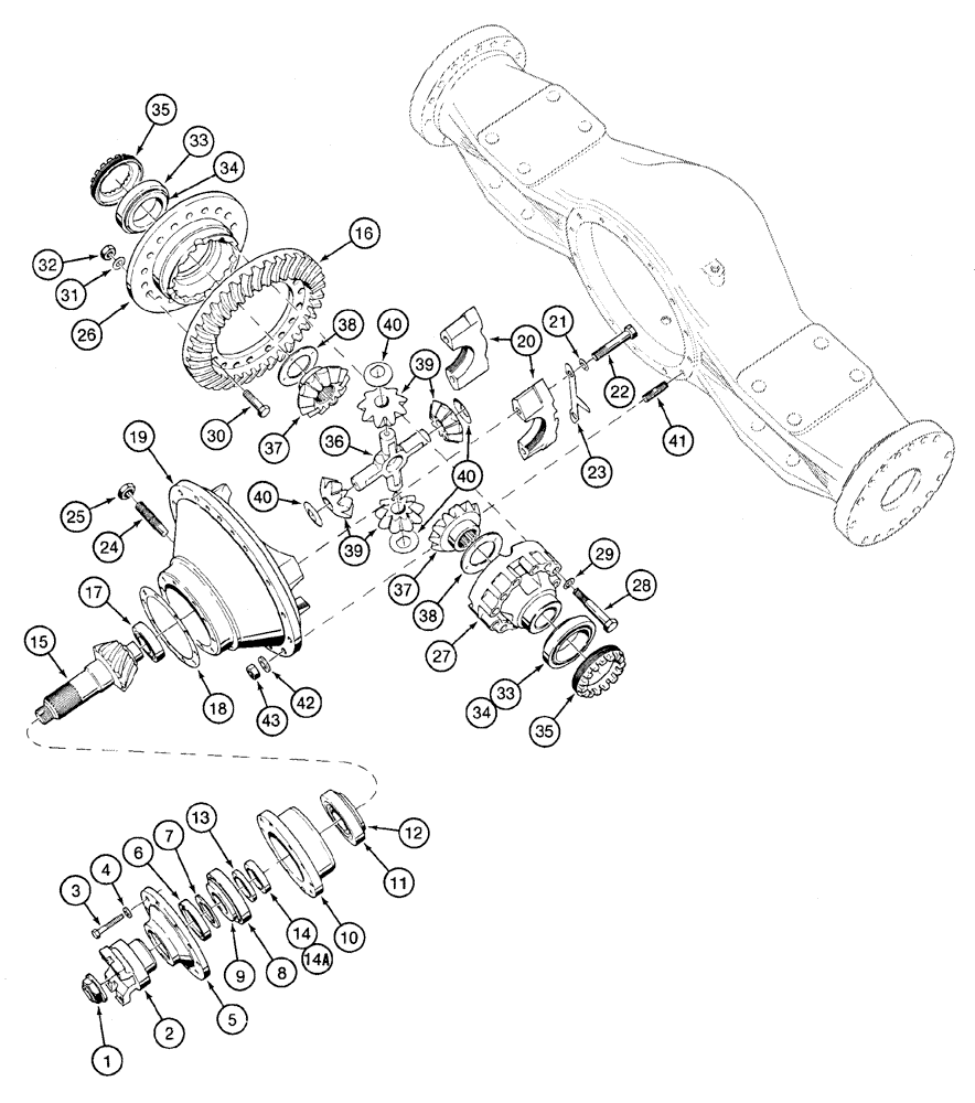 Схема запчастей Case 921C - (06-22) - AXLE, FRONT - DIFFERENTIAL AND CARRIER -JEE0123251 (06) - POWER TRAIN