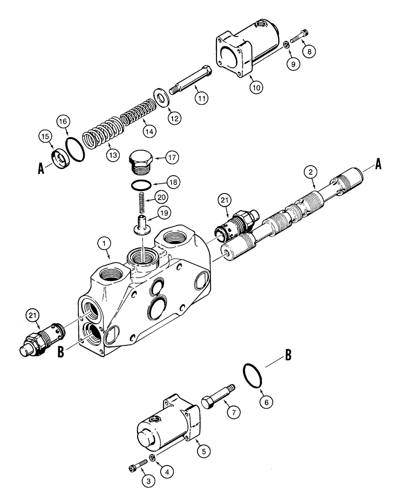 Схема запчастей Case 821C - (08-28) - VALVE SECTION LOADER AUXILIARY (08) - HYDRAULICS