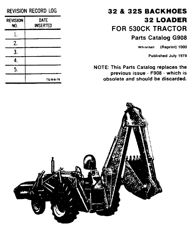 Схема запчастей Case 32 - (001) - REVISION RECORD LOG 