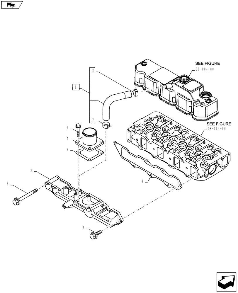 Схема запчастей Case CX55BMSR - (08-005[00]) - SUCTION MANIFOLD (10) - ENGINE