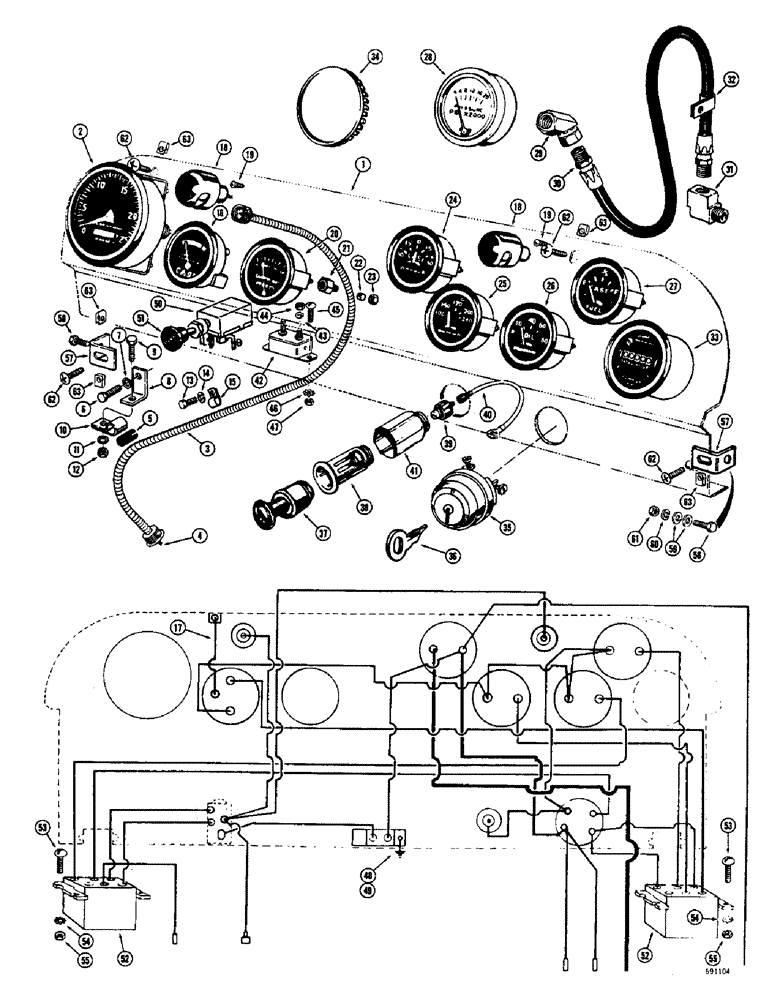 Схема запчастей Case W8B - (074) - INSTRUMENT PANEL, GAS ENGINE, ALTERNATOR ELECTRICAL SYSTEM USED ON LOADER SN. 9805550 AND AFTER (06) - ELECTRICAL SYSTEMS