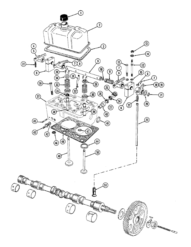 Схема запчастей Case W9A - (006) - CYLINDER HEAD AND VALVE ASSEMBLY, DIESEL (02) - ENGINE