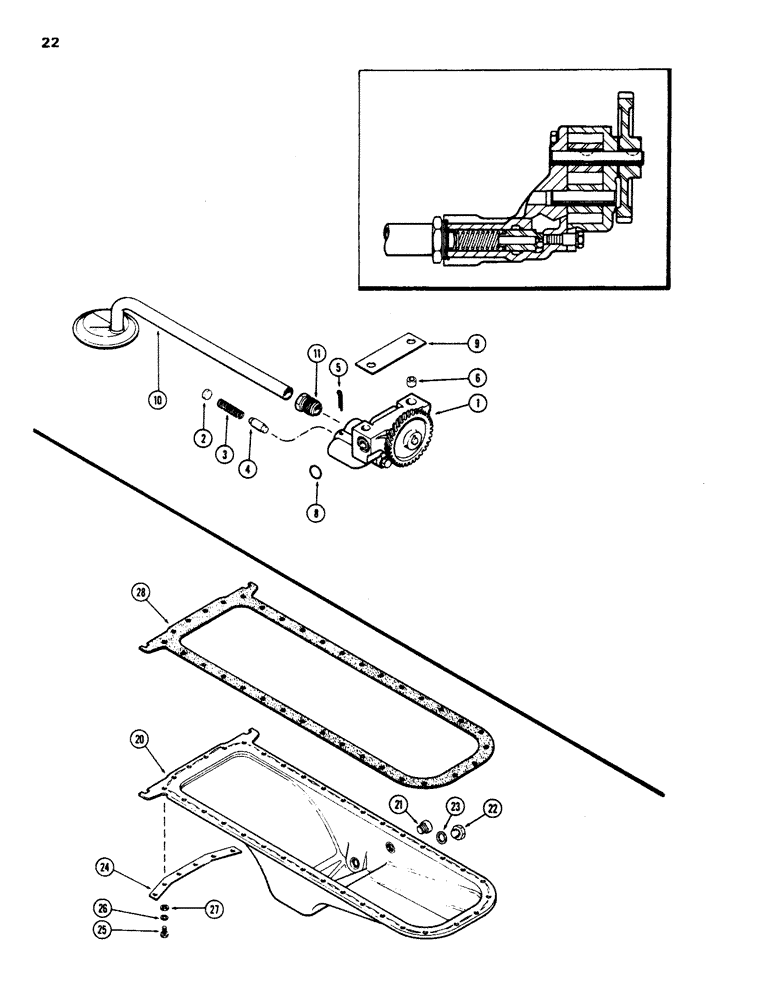 Схема запчастей Case W24 - (022) - OIL PUMP, (504B) DIESEL ENGINE (02) - ENGINE