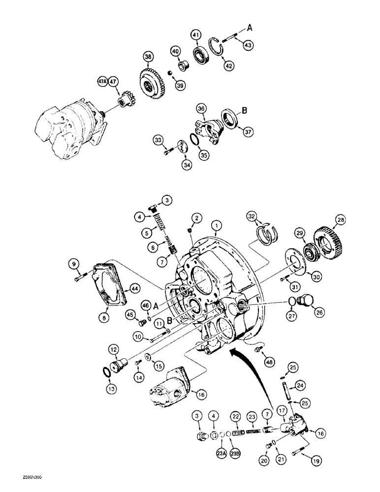 Схема запчастей Case 1155E - (6-02) - TORQUE CONVERTER, HOUSING, COVERS, GEARS, AND MOUNTING (06) - POWER TRAIN