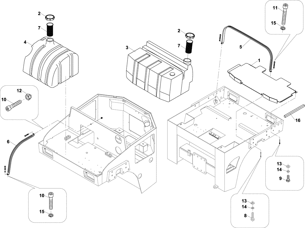 Схема запчастей Case DV202 - (12-93/12[01]) - DRUM SPINKLING RESERVOIRS (12) - Chassis/Attachments