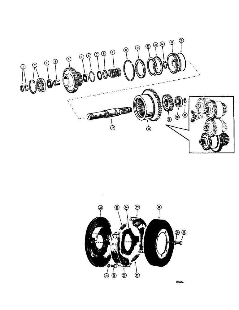 Схема запчастей Case W8B - (152) - TRANSMISSION, TRANSMISSION HIGH GEAR CLUTCH, TRANSMISSION HIGH GEAR CLUTCH (03) - TRANSMISSION