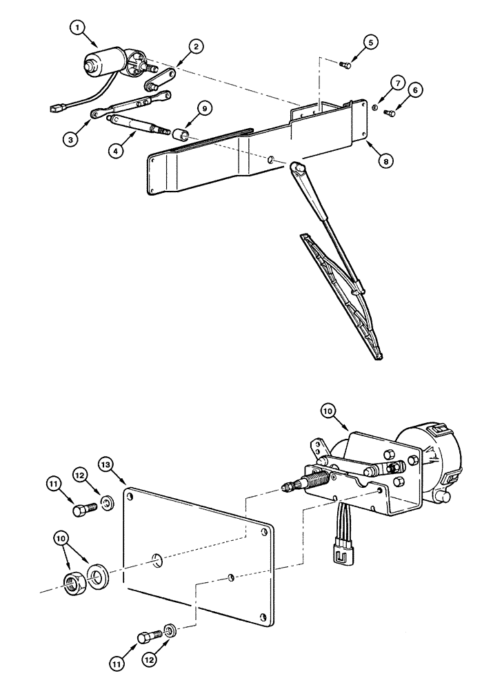 Схема запчастей Case 865 - (04.28[00]) - FRONT/REAR WINDSHILD WIPER MOTOR (LOW PROFILE CAB) (04) - ELECTRICAL SYSTEMS