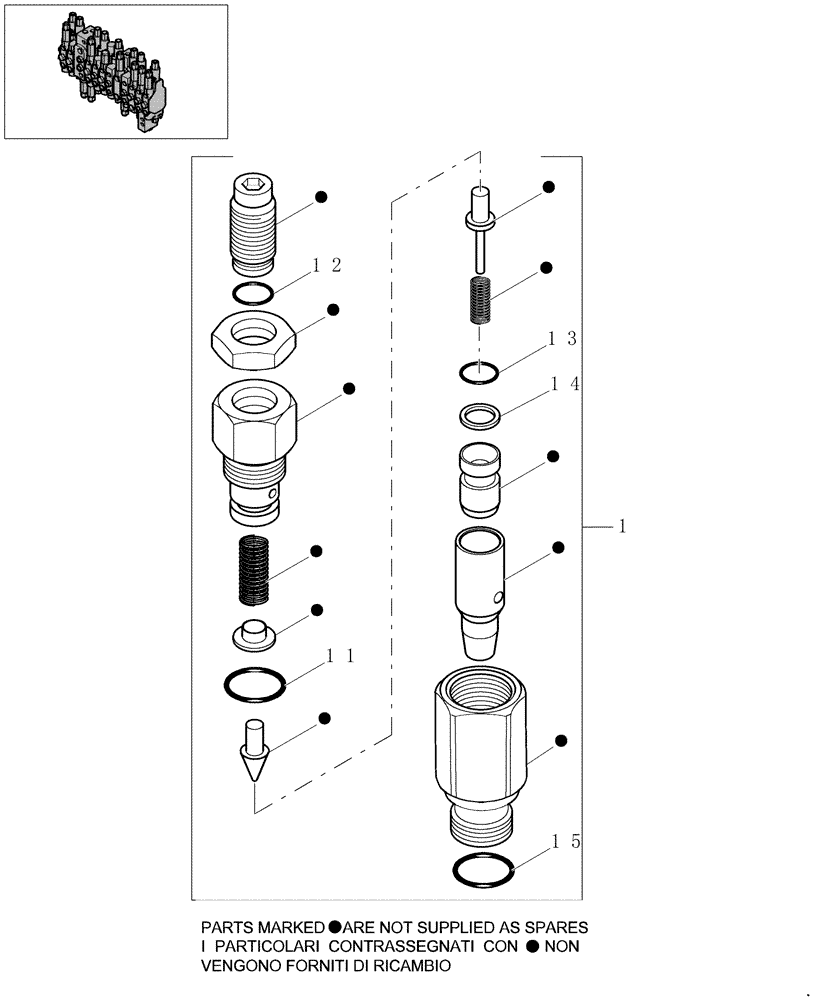 Схема запчастей Case CX31B - (1.050B[01]) - HYDRAULIC CONTROL VALVE - COMPONENTS (RELIEF VALVE) (35) - HYDRAULIC SYSTEMS