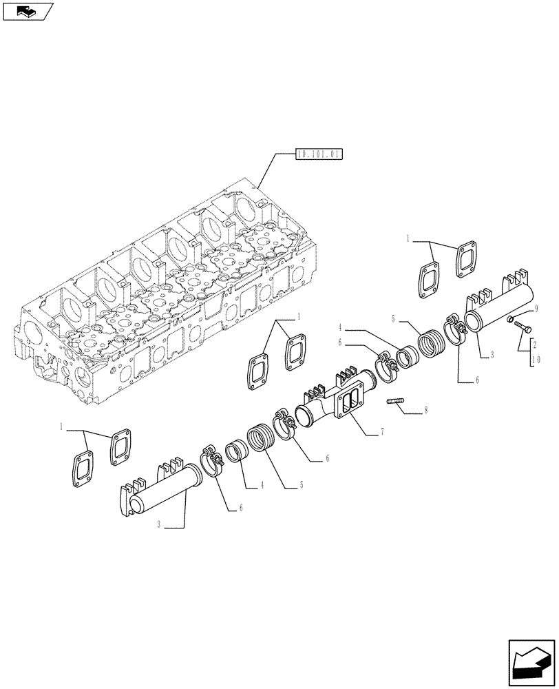 Схема запчастей Case F2CE9684C E017 - (10.254.05) - EXHAUST MANIFOLD (500322365) (01) - ENGINE