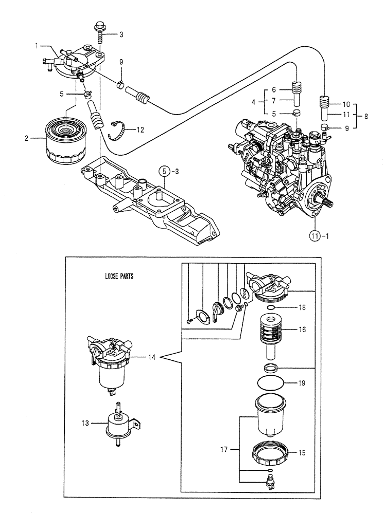 Схема запчастей Case CX50B - (08-014) - FUEL LINE ENGINE COMPONENTS