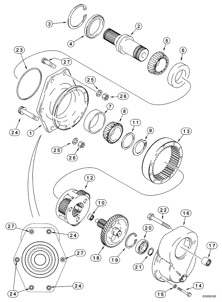 Схема запчастей Case 90XT - (06-12B) - GEAR BOX - MOUNTING (06) - POWER TRAIN