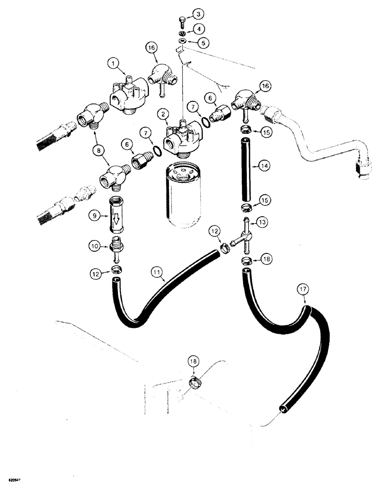 Схема запчастей Case W4 - (124) - HYDRAULIC OIL FILTER AND BYPASS CIRCUIT (08) - HYDRAULICS