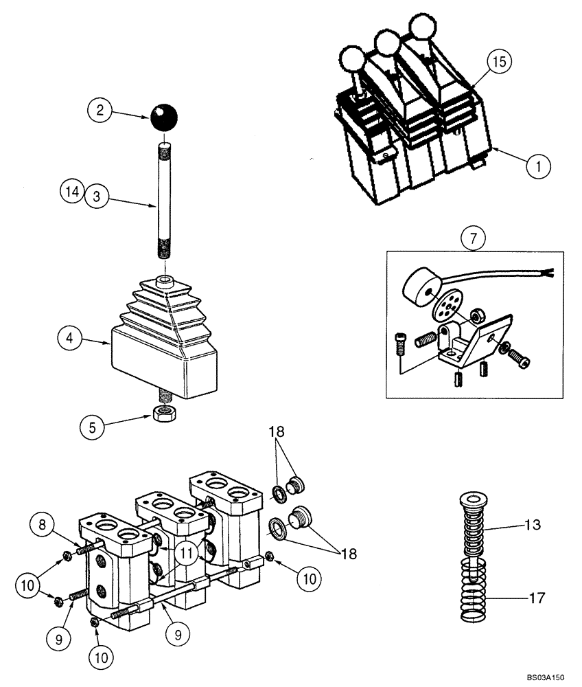 Схема запчастей Case 621E - (08-32A) - VALVE ASSY - 3 LEVER LOADER CONTROL (08) - HYDRAULICS