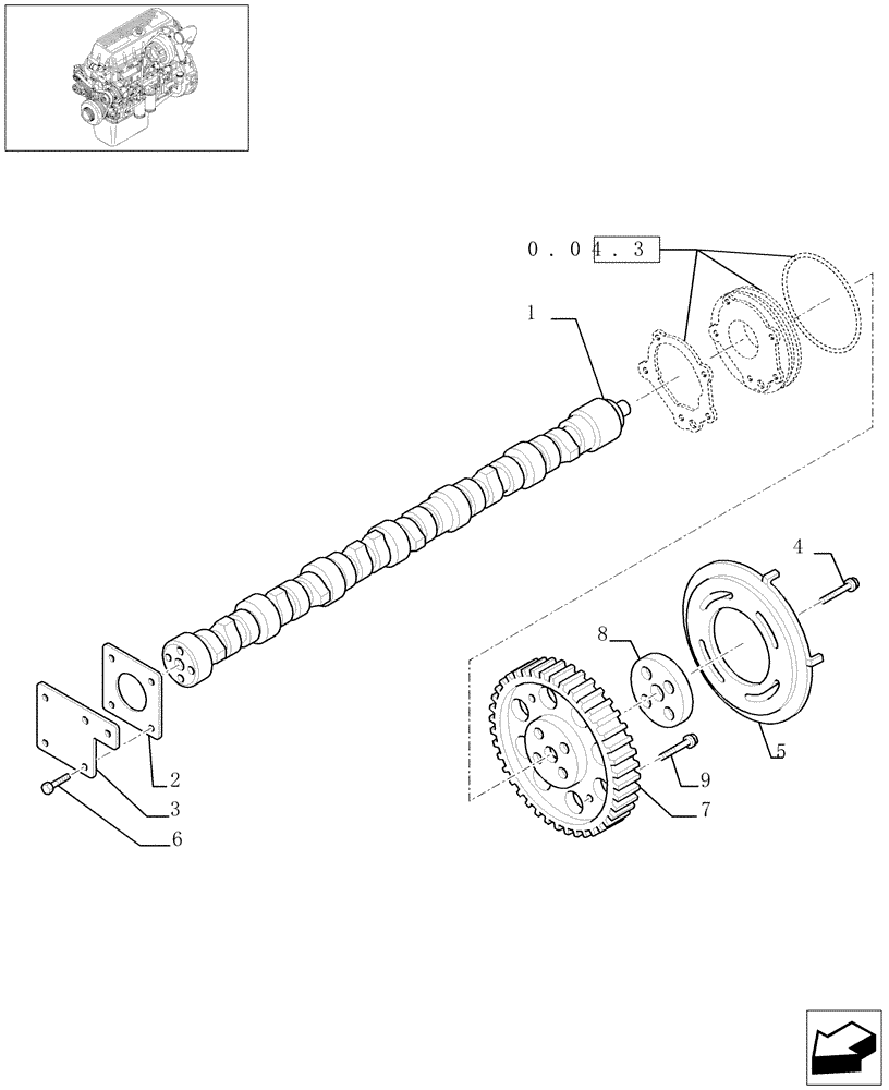 Схема запчастей Case F3BE0684A B002 - (0.12.5[01]) - CAMSHAFT (504053624) 