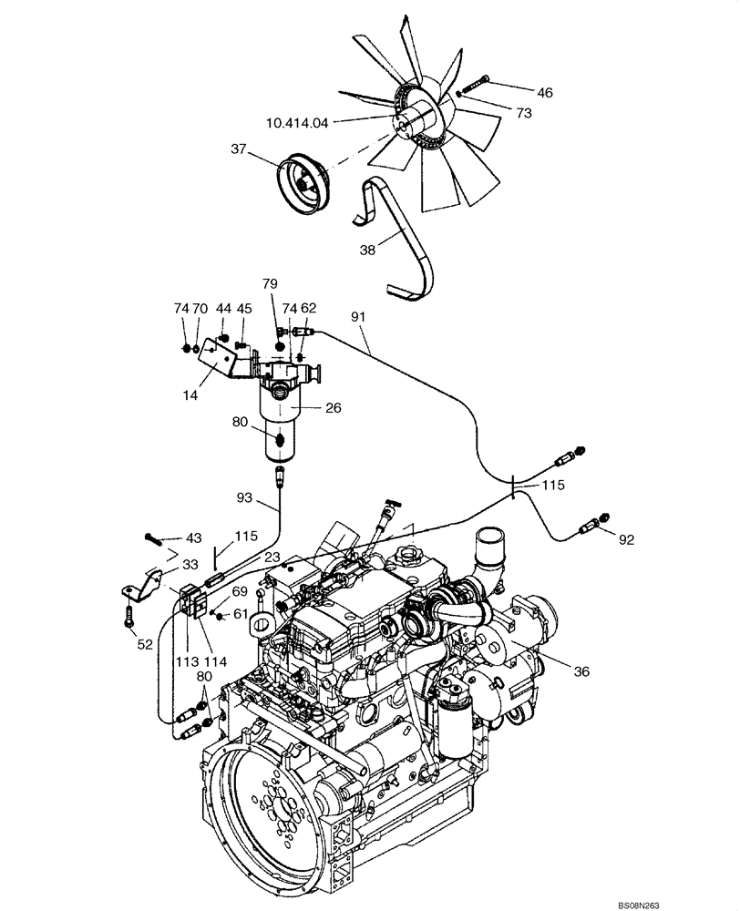 Схема запчастей Case SV212 - (10.206.01) - BELT AND FILTERS, ENGINE (GROUP 106) (ND133165) (10) - ENGINE