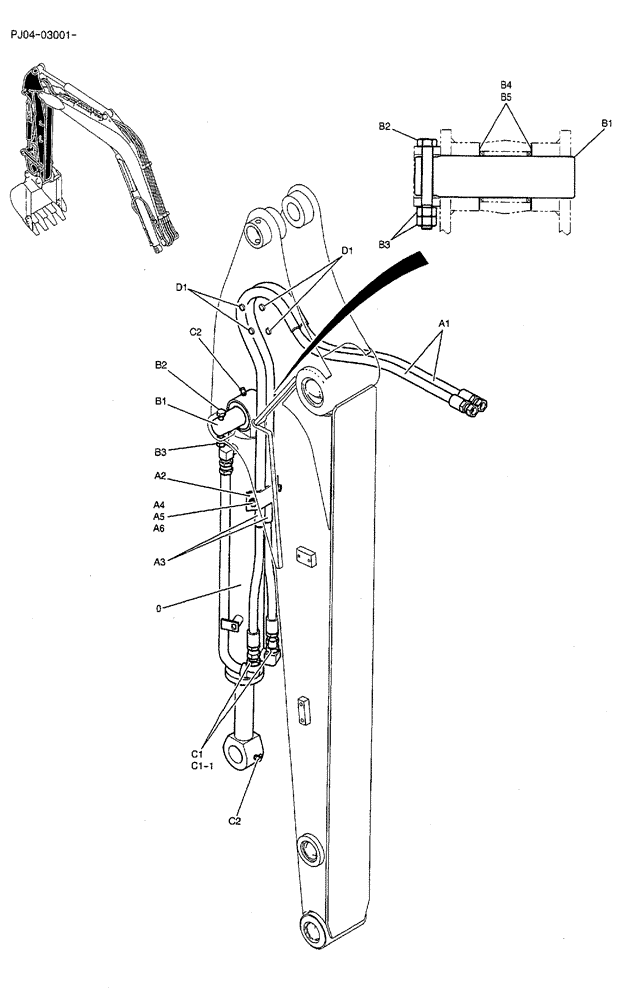 Схема запчастей Case CX50B - (04-009) - HYDRAULIC LINES, ARM 1.56M (5FT 1IN) Attachments