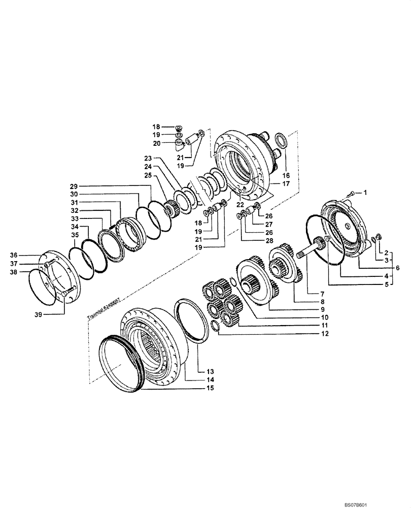 Схема запчастей Case SV216 - (07-003-00[01]) - TRANSMISION - REDUCTION GEAR - DRUM (GROUP 31-7) (ND101637) (06) - POWER TRAIN