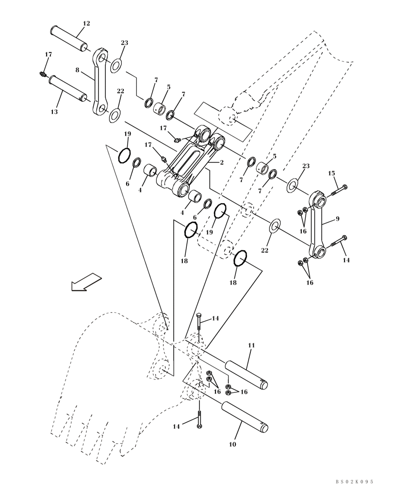 Схема запчастей Case CX330 - (09-51) - BUCKET LINKAGE, STANDARD (09) - CHASSIS