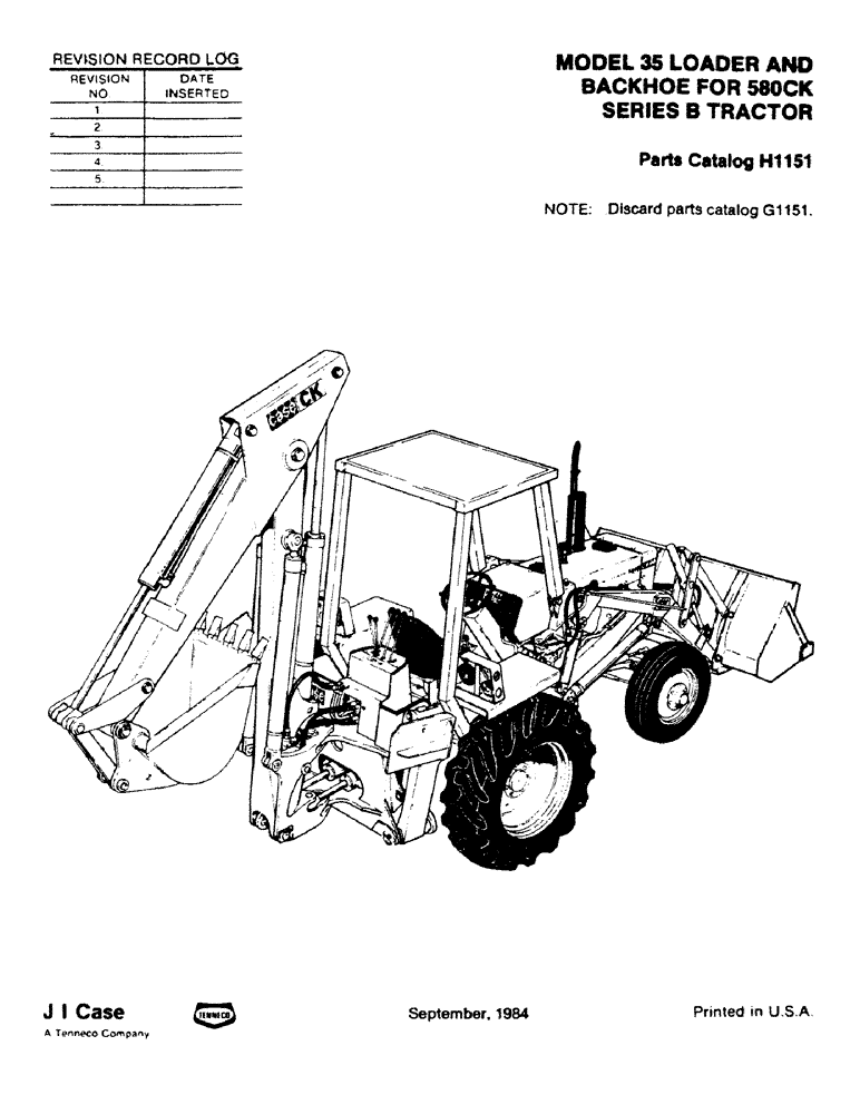 Схема запчастей Case 35 - (001) - REVISION RECORD LOG 