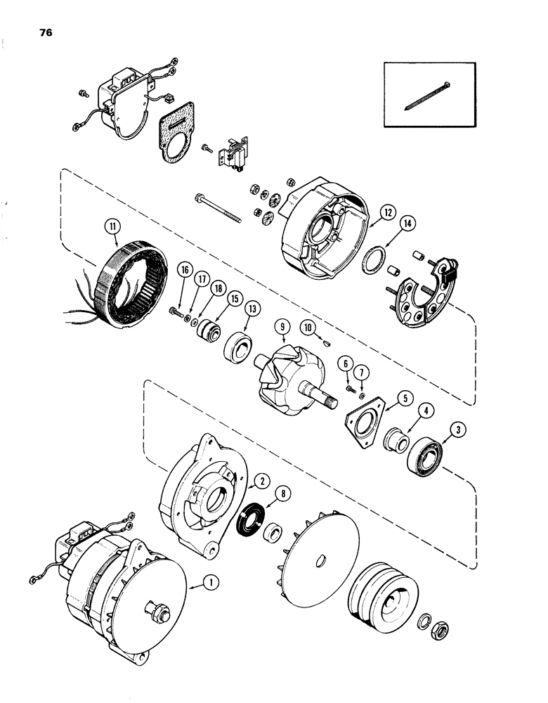 Схема запчастей Case 1280 - (076) - R36587 ALTERNATOR, 504BDT DIESEL ENGINE (06) - ELECTRICAL SYSTEMS