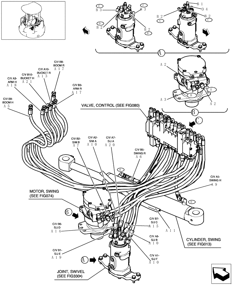 Схема запчастей Case CX31B - (100-01[1]) - PUMP/CONTROL VALVE PIPING (35) - HYDRAULIC SYSTEMS