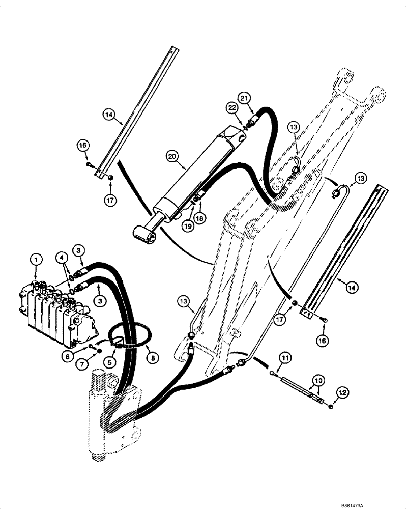 Схема запчастей Case 1845C - (08-31) - HYDRAULIC SYSTEM - BACKHOE BOOM CYLINDER (NORTH AMERICA), D100XR (08) - HYDRAULICS