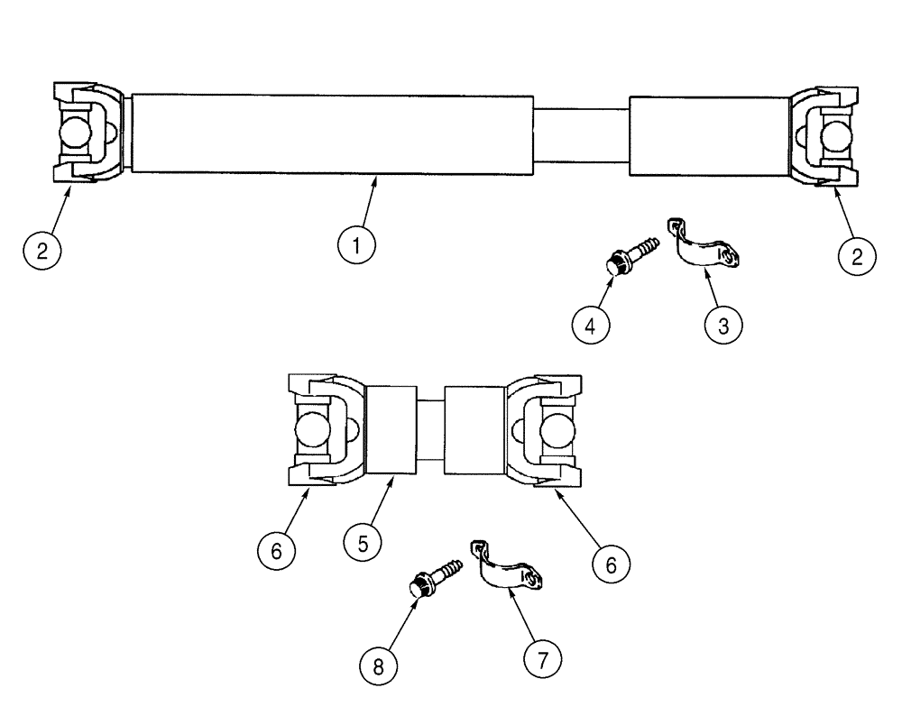 Схема запчастей Case 521D - (06-37) - DRIVE SHAFT, CENTER AND REAR (06) - POWER TRAIN