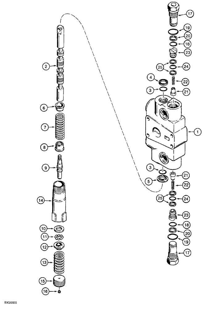 Схема запчастей Case 580SL - (8-080) - LOADER CONTROL VALVE, LIFT SECTION WITH MANUAL DETENT - P/N 113793A4 (08) - HYDRAULICS