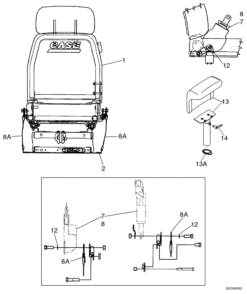 Схема запчастей Case 850K - (09-14) - SEAT ASSY, MECHANICAL SUSPENSION - MOUNTING (09) - CHASSIS/ATTACHMENTS