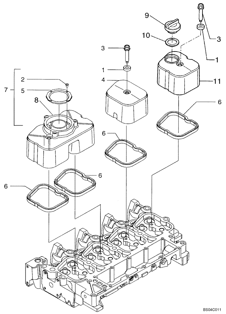 Схема запчастей Case 465 - (02-17) - CYLINDER HEAD - COVERS (02) - ENGINE